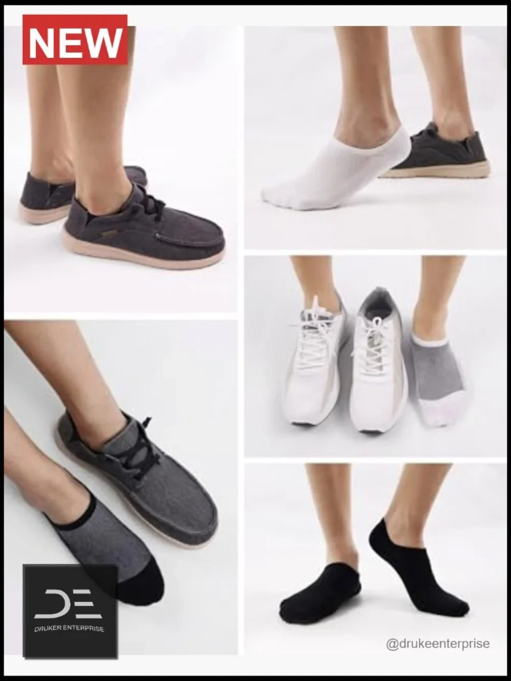 8 Pair No Show Socks for Men Cotton Thin Low Cut Non Slip Loafer Sneakers